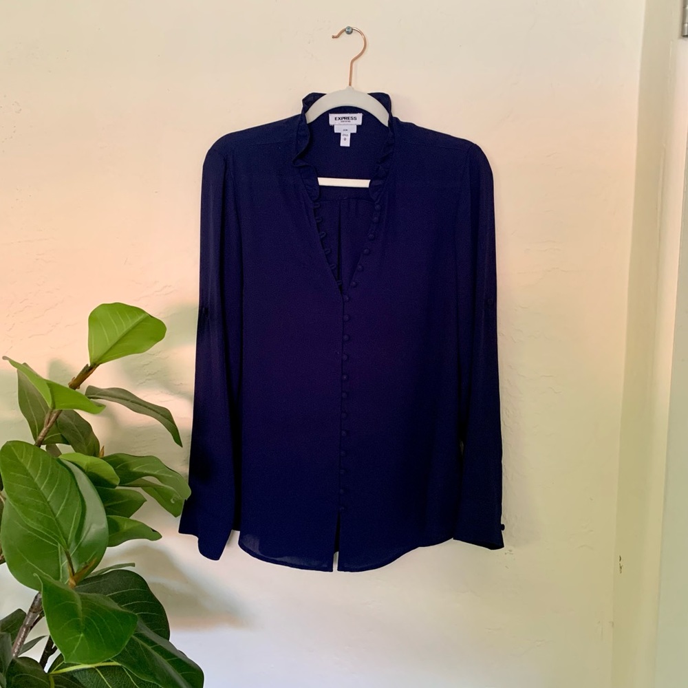Express Slim Blue Button down top Size Medium
